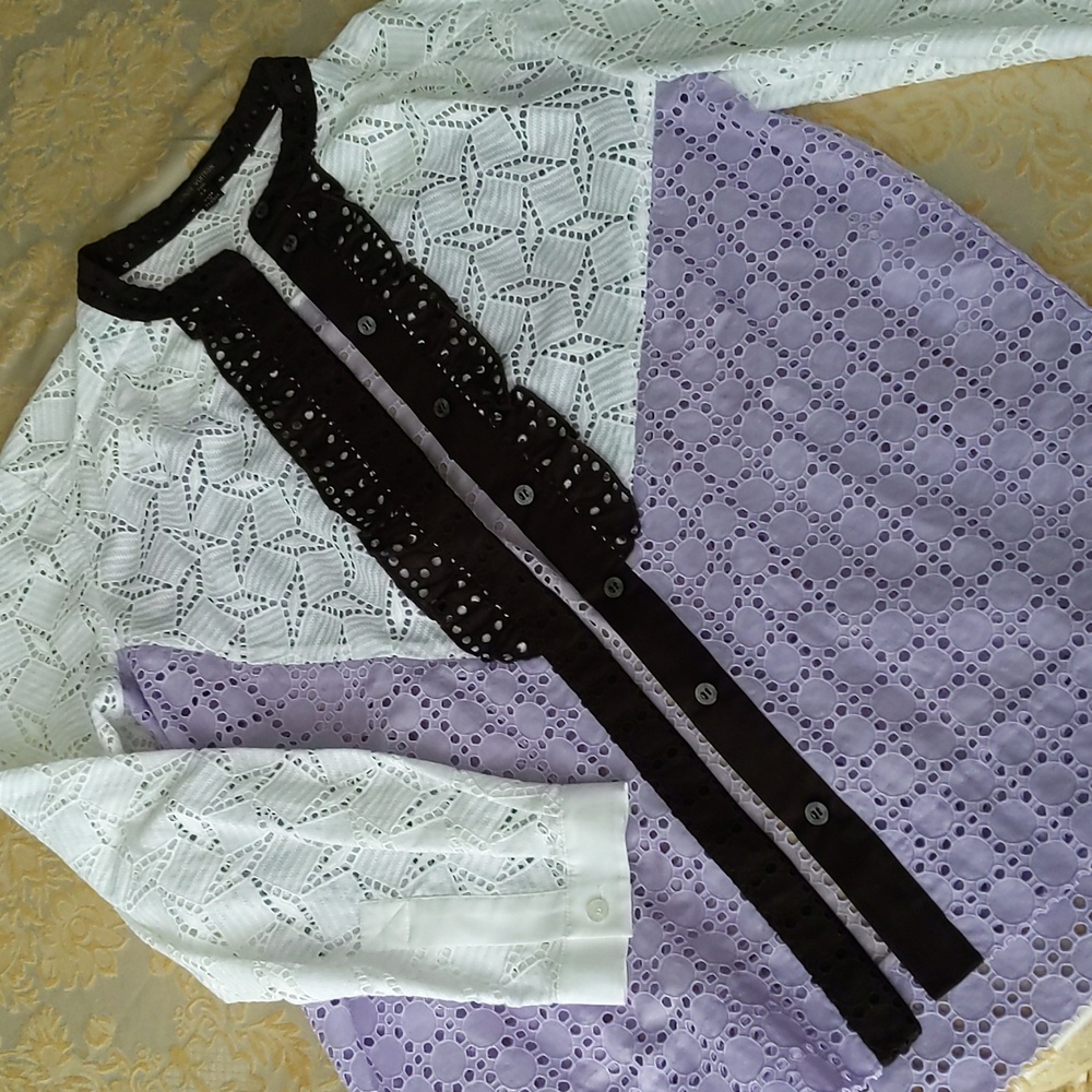 Louis Vuitton blouse M 42 top shirt white purple perforated
